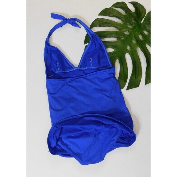 JUICY COUTURE Blue Miss Divine Hearts Pinup One Piece Halter Swimsuit Large - Picture 11 of 16
